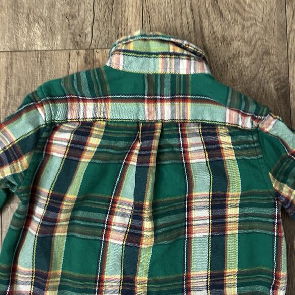 Ralph Lauren Boys 4T Plaid Flannel Button Down Long Sleeve Shirt Green Designer - Picture 11 of 11